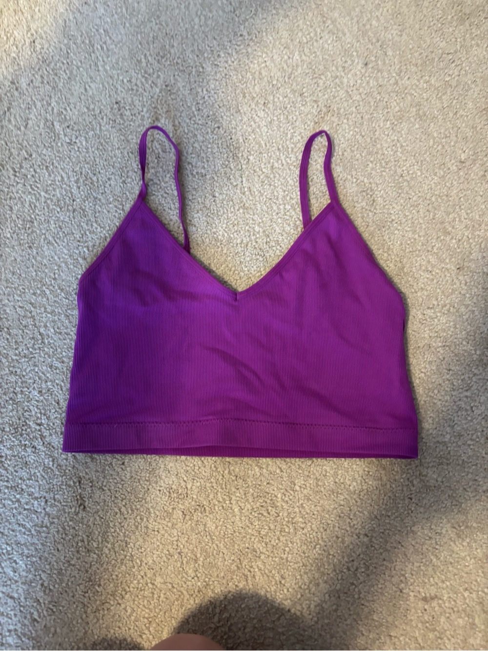 Garage Purple Ribbed V-Neck Tank Top